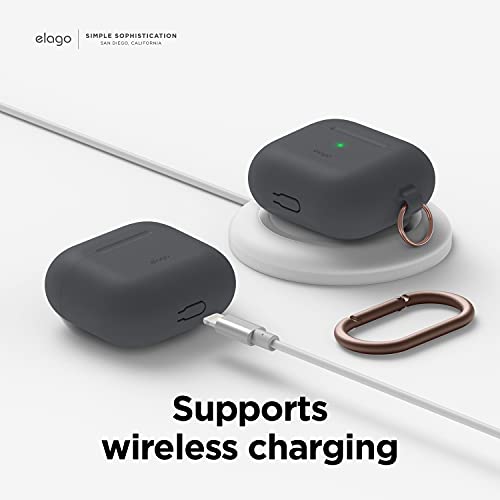 elago Capa de silicone compatível com AirPods 3 – mosquetão incluído, suporta carregamento sem fio,
