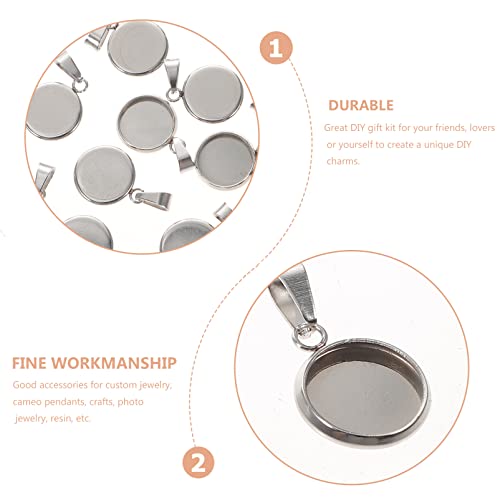 Milisten 20Pcs Stainless Steel Pendant Trays 0.39In Round Bezel Blanks for Diy Jewelry Making Necklace Mounts Silver Tone - Image 4