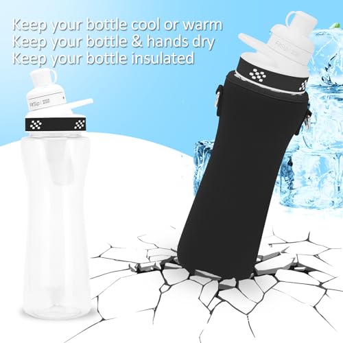 UWSTE 2Pack Sleeve Compatible with 32oz Cirkul Water Bottle, Sleeve for Cirkul 32oz Plastic & Stainless Steel Bottle, Water Bottle Cover for Retaining Temperature, Cirkul Accessories (Black).