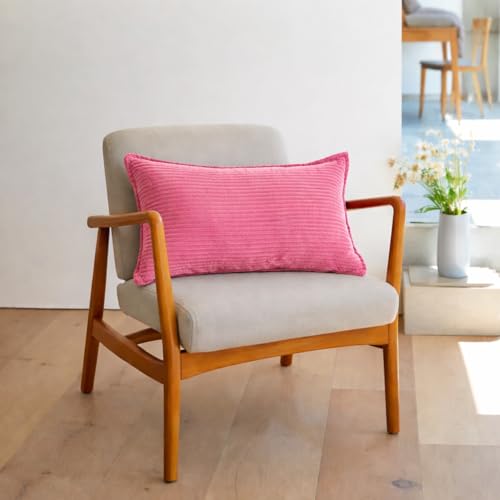 Image of RD TREND Corduroy Cushion Cover Set of 2, Striped Double Sided Decorative Throw Pillowcases for Sofa, Bed & Living Room Rectangular Long Cushion Covers 18x28 inches | Salmon