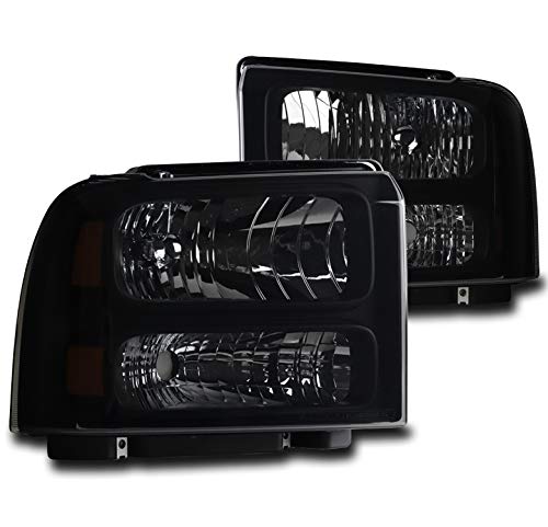 ZMAUTOPARTS Replacement Black/Smoke Lens Headlights Compatible with 1999-2004 Ford F-250/F-350/F-450/F-550 Super Duty