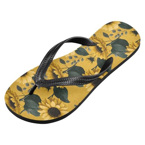 Flip Flop Sandals Watercolor Sunflower Print for Women Men Beach Outdoor XS2