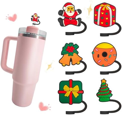 6pcs Christmas Presents Stanley Straw Topper Cup Accessories Straw Cover Toppers For Stanley Cups