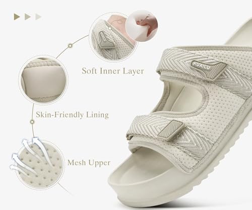 Image of KuaiLu Mens Casual Sandals with Comfortable Orthopedic Arch Support Summer Beach Walking Shoes Cushion Slides Slip on Indoor Outdoor