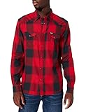 camisas vaqueras wrangler mujer Sarga tejida - 100% algodón Wrangler Western Shirt Camisa, Rojo, L para Hombre