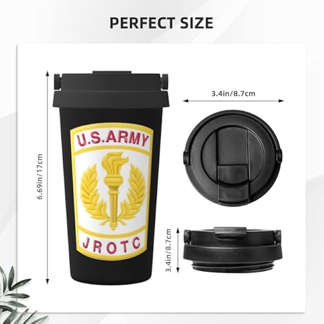 United States Army Jrotc Crest Insulated Coffee Mug, Stainless Steel Vacuum Insulated Double Wall Travel Tumbler, 17oz