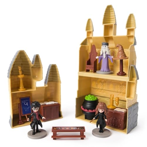 Spin Master MINI HOGWARTS playset con 3 personajes Harry Hermione Silent | Muñecas de 7 cm | 15 accesorios | Juguetes para niños a partir de 3 años
