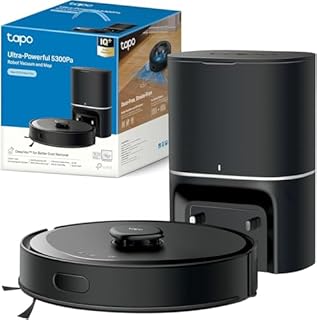 Tapo Aspirateur Robot Laveur 4 en 1 RV30Max Plus Vidage Automatique, Silencieux et Fin, Ultra puissante de 5300Pa, Navigation LiDAR, Auto-Charge Autonomie 150min, Tapis et Poils d'animaux
