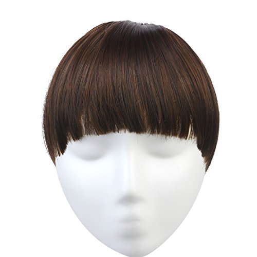 SARLA Clip on Bangs Fringe Hair Extensions Synthetic Hairpiece Hair Piece For Women Full Straight Fashion Stylish Cute Japan High Temperature Fiber(B7#2/30)