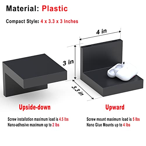 7-Pack Small Floating Shelves for Wall by RicherHouse, Plastic Black Shelf 4 Inch Display Ledges Room Decor, Mini with 2 Types of Installation (Adhesive or Screw) - Image 4