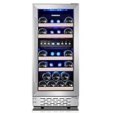 Phiestina - Double zone wine cooler - 29 built-in bottles or last gel intervention - Wine compressor for white and red wine with digital temperature control, made of steel