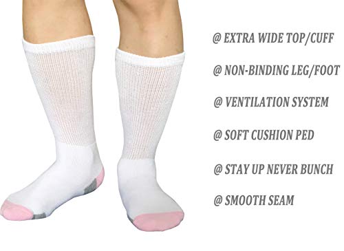 Women Diabetic Socks Non-Binding Wide Top Loose Fitting Medical Hospital Socks For Diabetes Edema Thick Ankle Crew Socks Casual Dress Sox … #TOP2