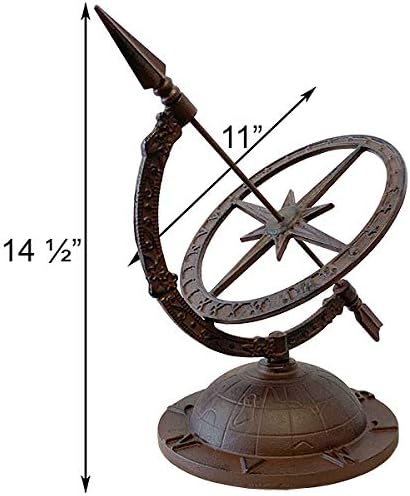 Cast Iron Armillary Sundial with Starburst - Thumbnail 2