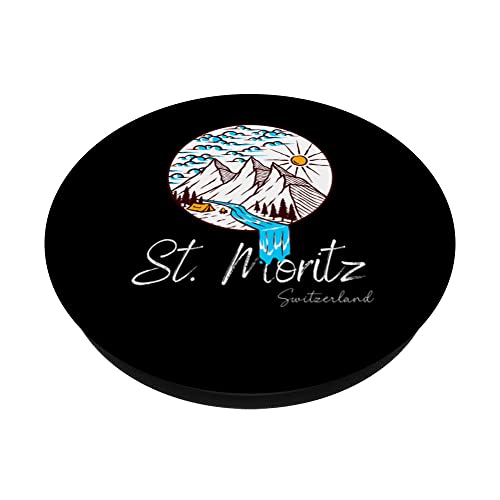 St. Moritz Souvenir Switzerland PopSockets Swappable PopGrip, Black - Image 2