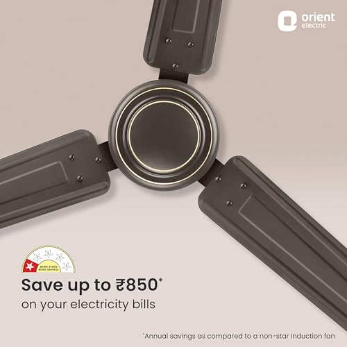 Image of Orient Electric Apex-FX HS 1200mm Ceiling Fan for Home| BEE 1 Star Rated Energy Efficient Fan| Rust Resistant | Strong and Powerful Motor | 2 Years Warranty by Orient | Smoke Brown - Pack of 1