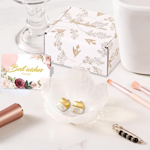 Image of Gifts for Women Flower Jewelry Dish Ring Holder Jewellery Tray Vanity Organizer Room Decor Aesthetic Ring Holder Decorative Tray Trinket Dish Valentine's Engagement Birthday Gifts Stocking Stuffers