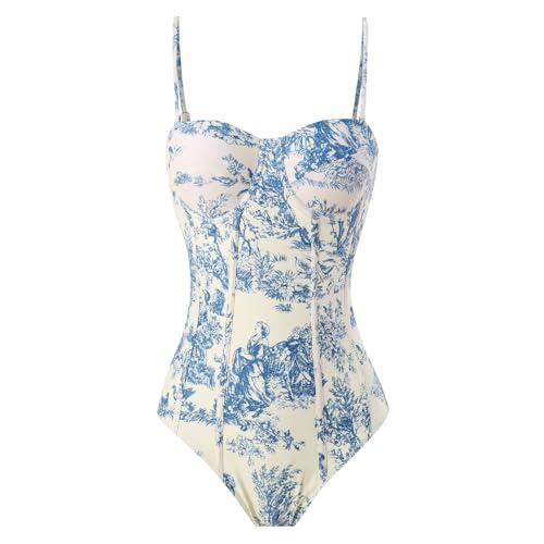 Maillot de bain imprimé à fines bretelles spaghetti et haut rembourré de plage