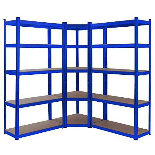 Arebos Juego de 3 estanterías para Cargas Pesadas | Combinación de estanterías esquineras | Capacidad de Carga de hasta 875 kg | Montaje Mediante Sistema de Enchufe | Robusta construcción metálica