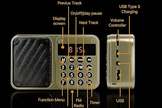 Image of M7 Pocket Blast FM Radio with Bluetooth Speaker with Powerful Sound, 6w-12 Hours (Tupe C Charging) and Number Pad (AUX, SD Card, USB Input (AUX, SD Card, USB Input) (M-7 Green)