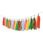 35 PCS Green Orange Gold Mylar Tassel Garland Tissue Paper Tassels Banner DIY Kit Baby Shower Fiesta Bachelorette Party Decorations - Image 2