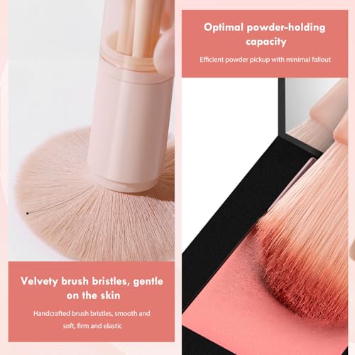 Image of TORMEN 4-in-1 Retractable Makeup Brush Set, Portable Travel, Black | 4-in-1 retractable brush set for powder, eyeshadow, highlighter, lip. Portable travel design. Soft synthetic bristles,