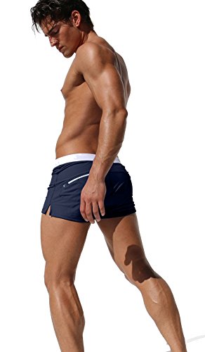 Image of TONLEN Mens Swimwear Short Swim Trunks with Zipper Pocket