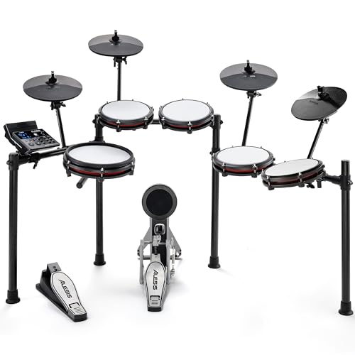 Alesis Nitro Max Kit 10 Piece Electric Drum Set with Quiet Mesh Pads, 10' Dual Zone Snare, Bluetooth, 440+ Sounds, Drumeo, USB MIDI, Kick Pedal