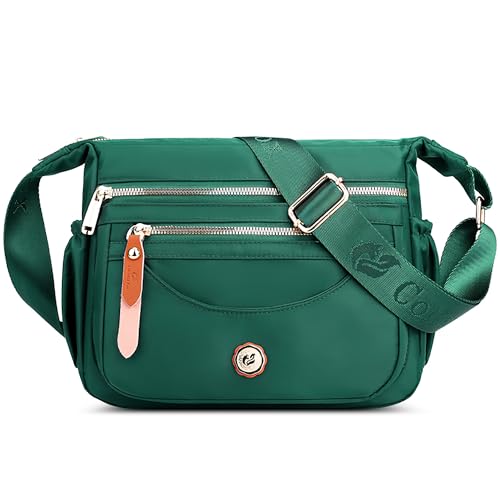 Sac bandoulière en nylon vert DIRRONA avec multi-poches pour femme