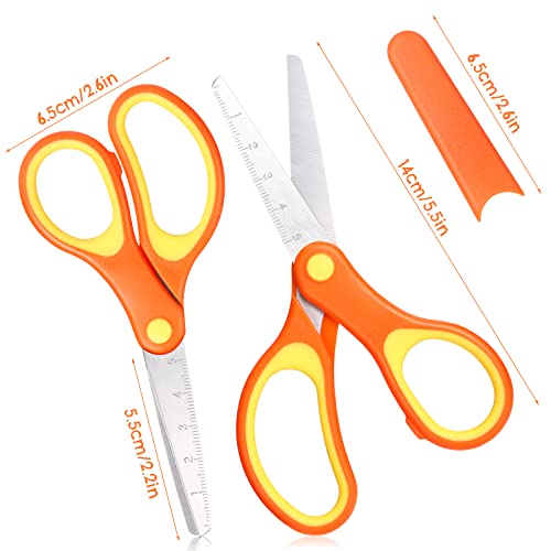 6 Inch Left/Right Handed Kids Scissors, Safety Blunt Tip Toddler Scissors Stainless Steel Blade Scissors With Cover For Children School Classroom Home Teacher Craft Supplies (3 Pieces) #TOP1