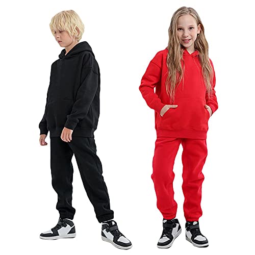 Kit 2 Conjunto de Moletom Infantil Criança Baby Flanelado Agasalho de Frio - Preto/Vermelho/12