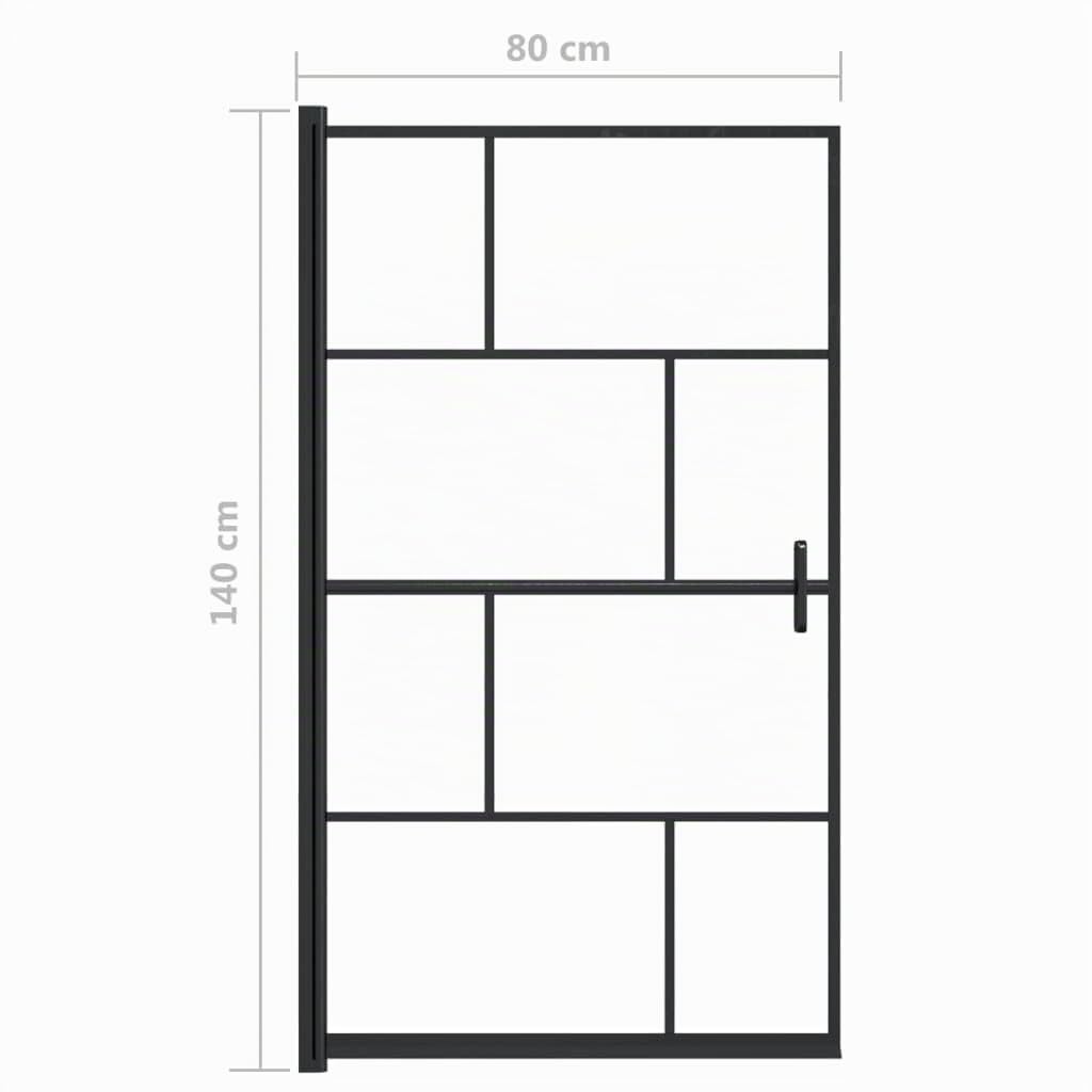 vidaXL Mampara de Ducha Puerta Cabina Baño Pared Cerramiento Partición Cubículo Apertura Central Seguridad Moderno ESG Negro 80x140 cm