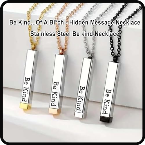 Be Kind...Of A Bi*ch - Hidden Message Necklace, Personalized 3D Engraving Vertical Bar Necklace, Stainless Steel Be Kind Necklace for Women Girls2