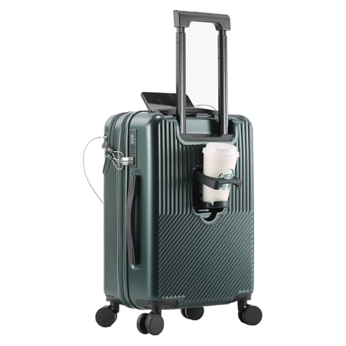 Cabin Travel Suitcase Expandable ABS+PC Cabin Luggage with Spinner Wheels Hand Luggage with USB Port and Cup Holder Aluminum Framed Suitcase 01,20in