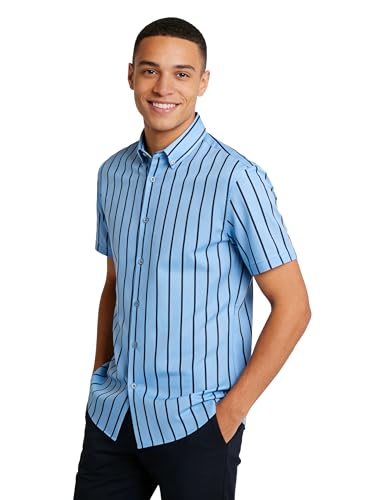 WENTTUO Men's Hawaiian Shirt Short Sleeve Button Down Tropical Summer Beach Casual Shirts Light Blue - image 1