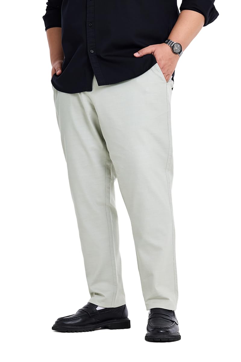 snitch Men Plus Size Chinos Casual | Regular Fit Plain Front Textured Pattern | 100% Cotton & Breathable Woven Fabric, Office & Social Gatherings-picture-30