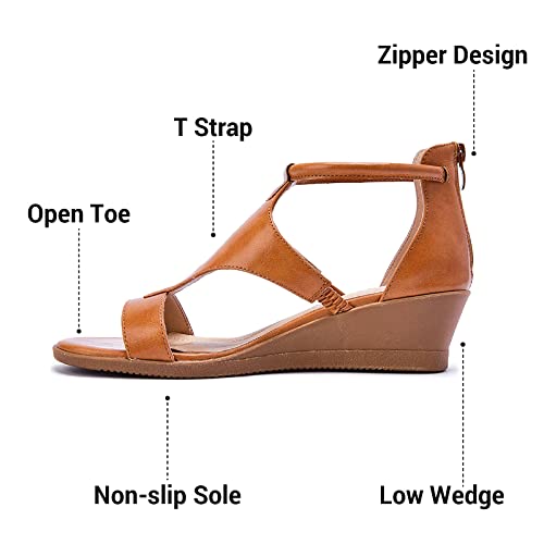 Tinstree Women Wedge Sandal Comfort Ankle Strap Heeled Sandal Open Toe Sandals With Zipper #TOP1