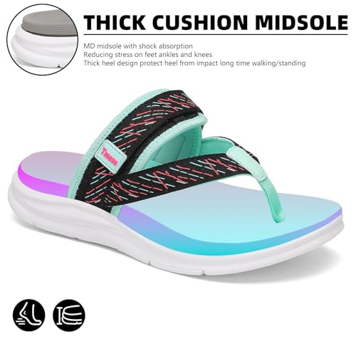 Image of Orthopedic Arch Support Flip Flops for Women Adjustable Strap Double Layer Comfort Sandals Plantar Fasciitis Heel Pain Relief Orthopedic Beach Sandals Wide Grey 10