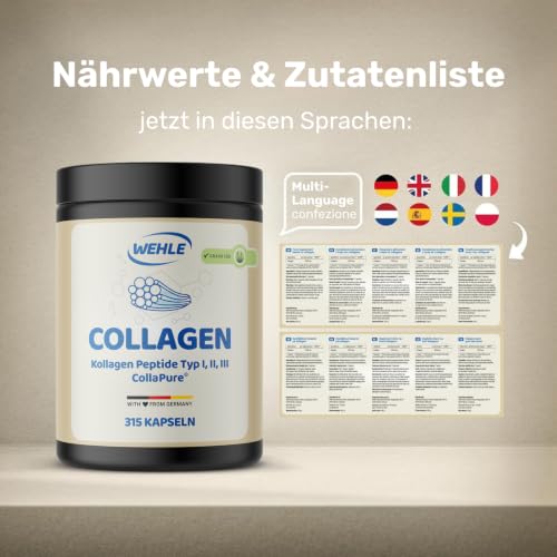 Kollagen hochdosiert – 315 Kapseln – 4550 mg pro Tag - Typ 1, 2 & 3 – Ansicht 4