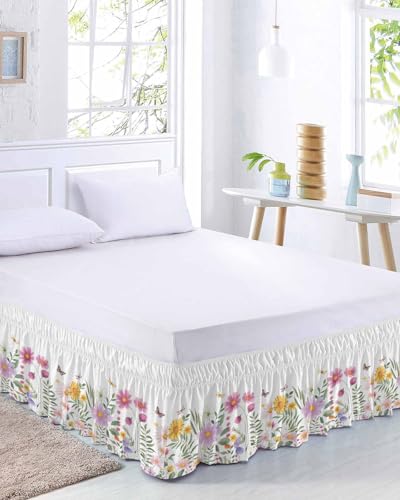 Florals Butter-Fly Bed Skirt Queen Size 16 Inch Drop, Adjustable ...