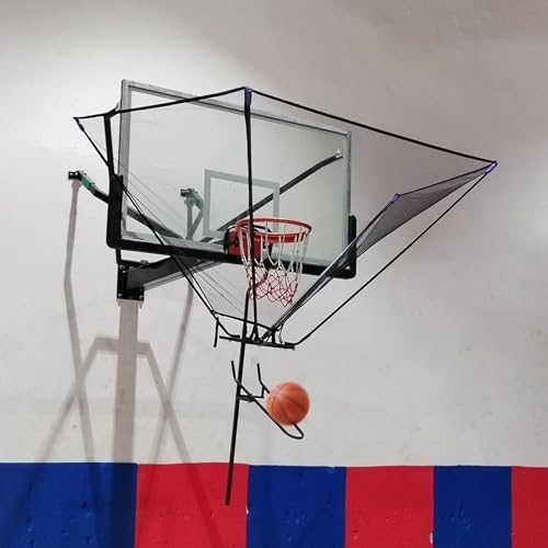 Portable Basketball Shot Trainer with Rotating Rebounder Attachment Hanging Hoop Ball Return Net for Enhanced Practice in Parks School Gyms