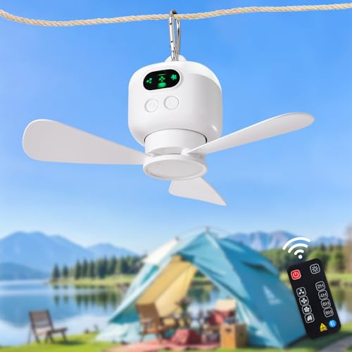 DIGLED Battery Operated Ceiling Fan: 11' Portable...