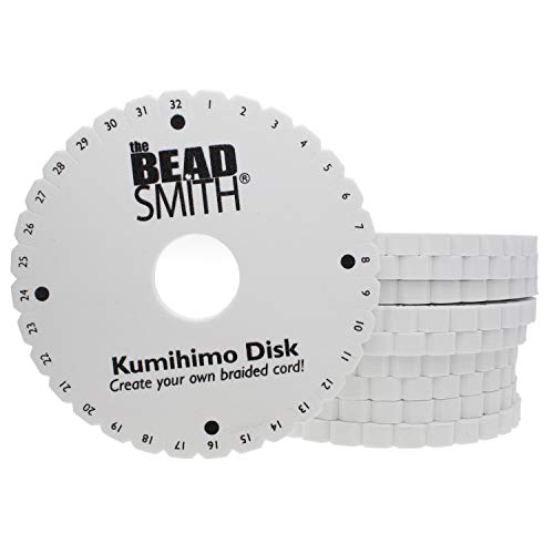 Kumihimo   Beadsmith   Disco trenzado redondo de 6 pulgadas, instrucciones adicionales, blanco, KD604