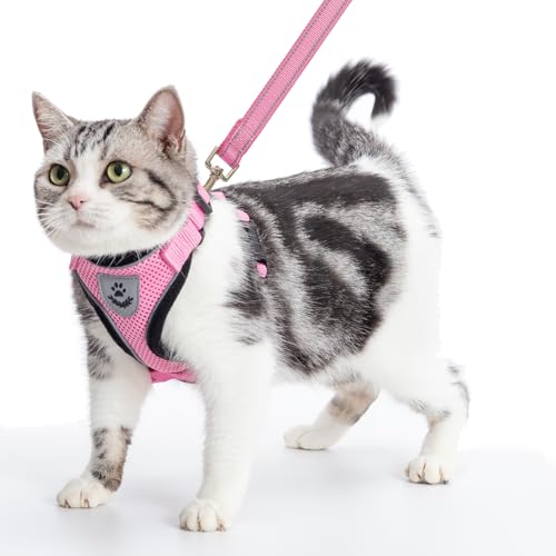 PUPTECK 猫 ハーネス リード セット 猫用ハーネス 猫牽引ロープ 猫用胴輪 ペット用品 人気 可愛い おしゃれ リード付き 夜間反射 調節可能 着脱簡単 抜けない 通気メッシュ 軽量 耐久性 安全 快適 お出かけ はーねす 子猫 ねこ ネコ ネコ用