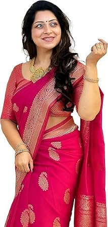 Womens Banarasi Silk Saree with Rich Zari Work | Elegant Bridal & Festive Indian Ethnic Wear