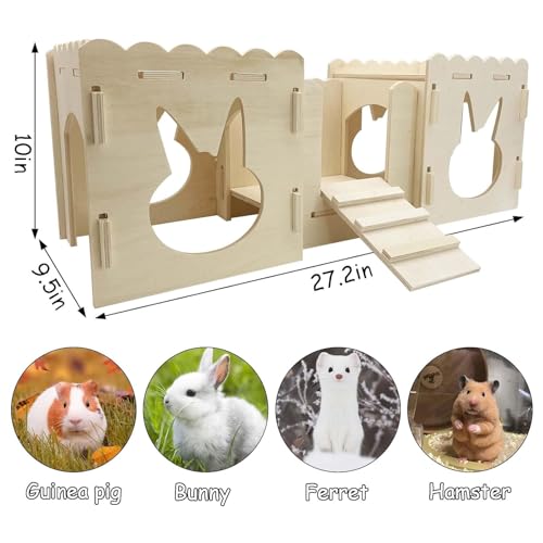 kathson Castelo de madeira de coelhinho esconderijo de porquinho-da-índia casa de brinquedo destacáv