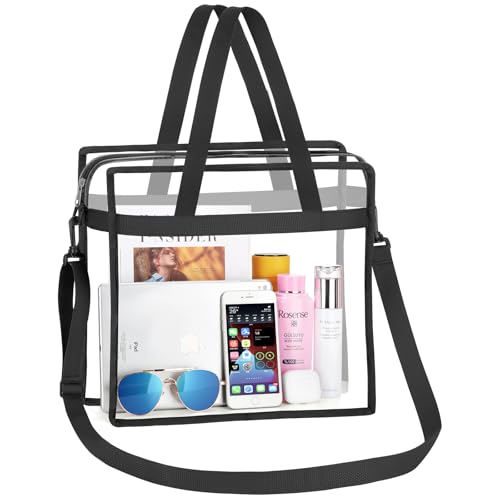 NATURAL STYLE Clear Tote Bag Stadium Security Approved, See Through Clear Handbag Purse Bag for Work, Beach, Stadium, Makeup, Cosmetics