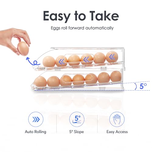 Image of SMRCAD 12-Egg Dispenser with Silicone Bumpers, Auto-Rolling, Stackable