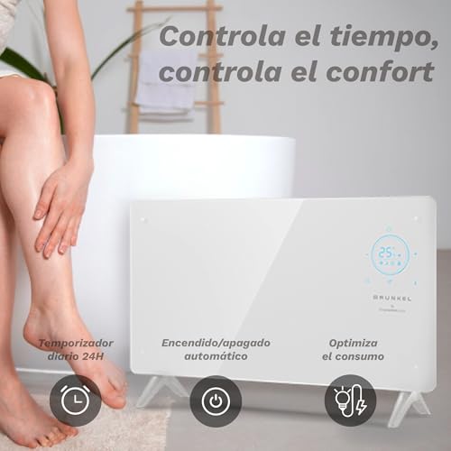 GRUNKEL - Emisor Térmico GP-2000CT 2000W | Panel Digital con Wi-Fi | 3 Niveles de Potencia | Programación 24H | Termostato Regulable | App Móvil | Panel de Cristal | Bloqueo Infantil - imagen 7