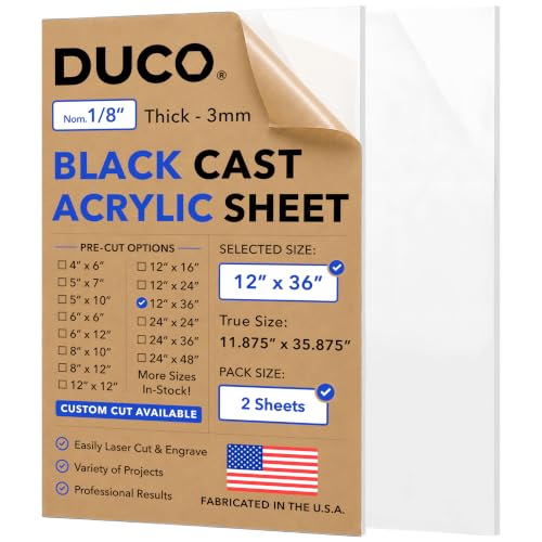 Duco 1/8" Sign White Cast Acrylic Sheets, 12"x36" Plexiglass Sheets, 2 Pack