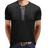 Camiseta para hombre de verano, cuello redondo, manga corta, botón, cuello en V, camiseta de Henley, corte ajustado, parte de algodón, camiseta básica, deportiva, camiseta de entrenamiento para